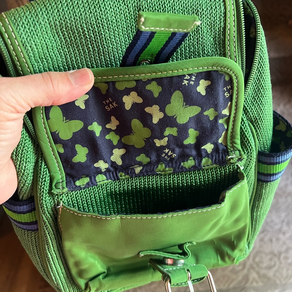 The Sak Mini Green Backpack Adjustable Straps Purse Handbag Butterfly pattern 🎒 - Picture 5 of 8